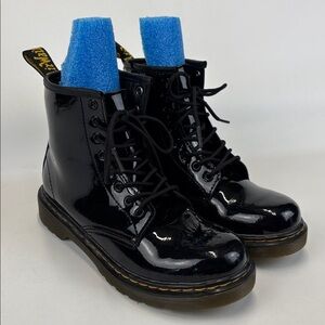 DR MARTENS 1460 8-Eye Patent Boot Black Kids Size 2
